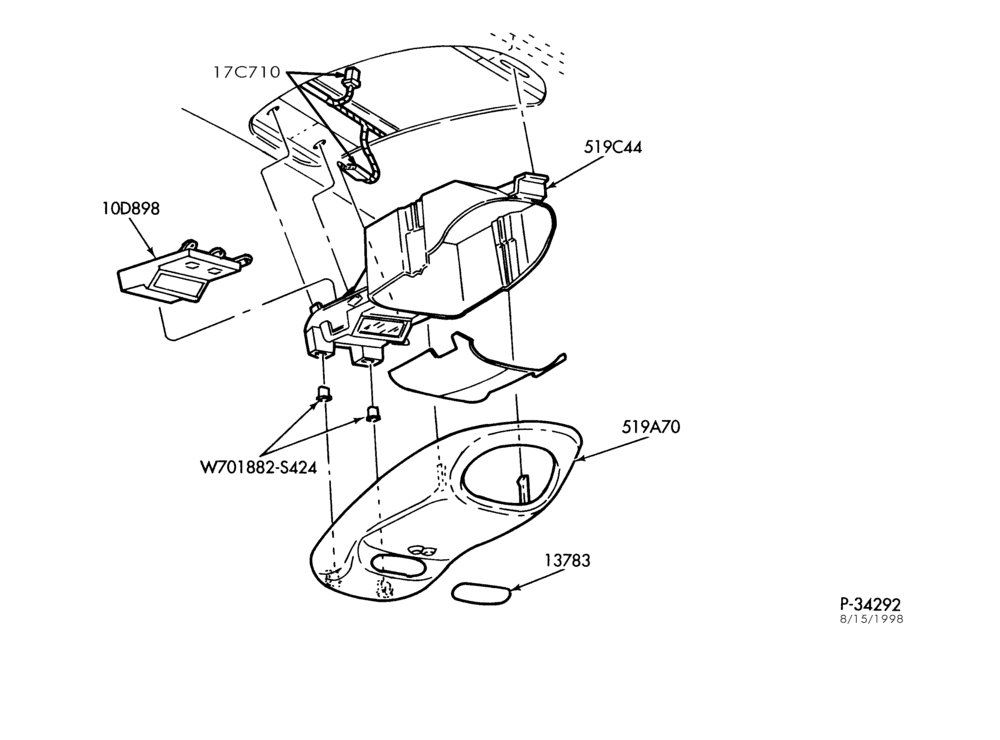 Схема Консоль, DASH, WINDSHIELD-Overhead console & related parts-F250SD/550SD