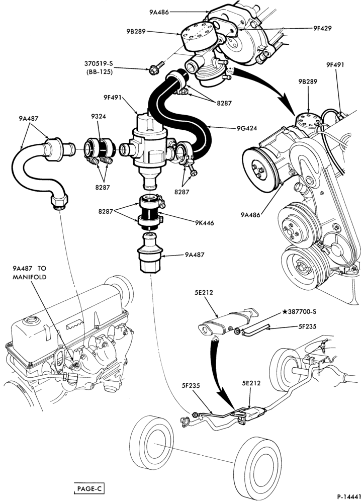 Схема 4 CYL. 2.3L (140 C.I.D.) - TC (TURBO)-(E.C.U.-A)- Page C