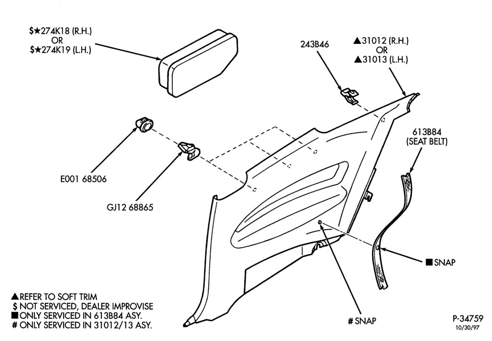 Схема SOFT, INTERIOR TRIM-Interior trim panels - quarter trim panel - B/T 63