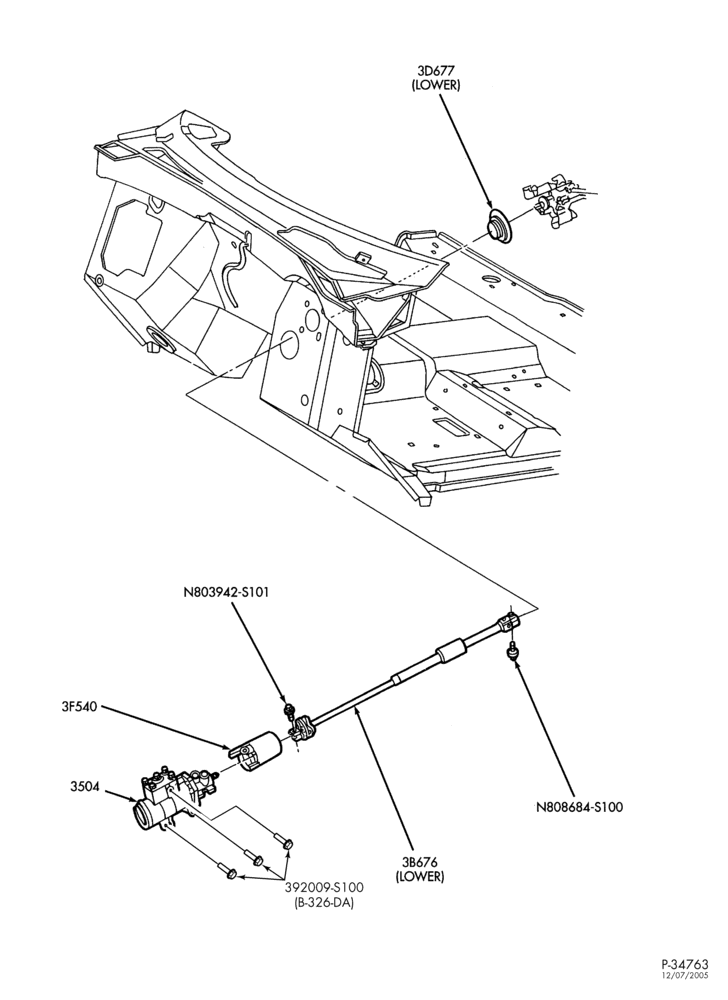 Схема STEERING-Steering column - fixed wheel - Page B-F250SD/550SD