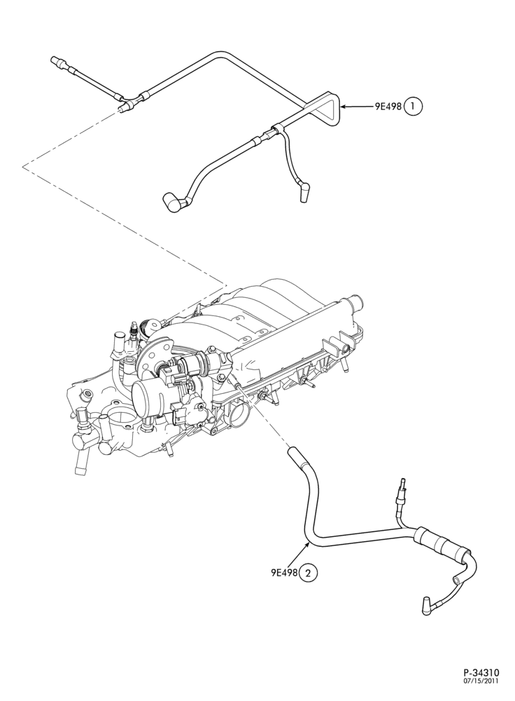 Схема 6 CYL. 3.0L-Emissions vacuum control connector assembly