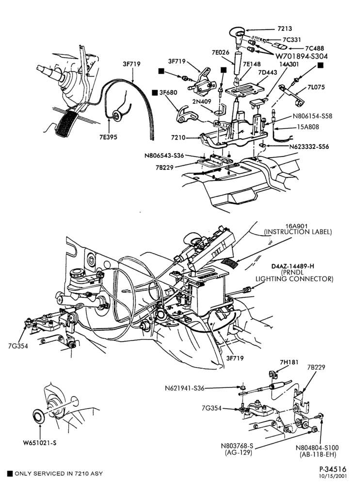 Схема AX4N TYPE - EXTERNAL PARTS-Shift control mechanism cable actuated - floor mounted