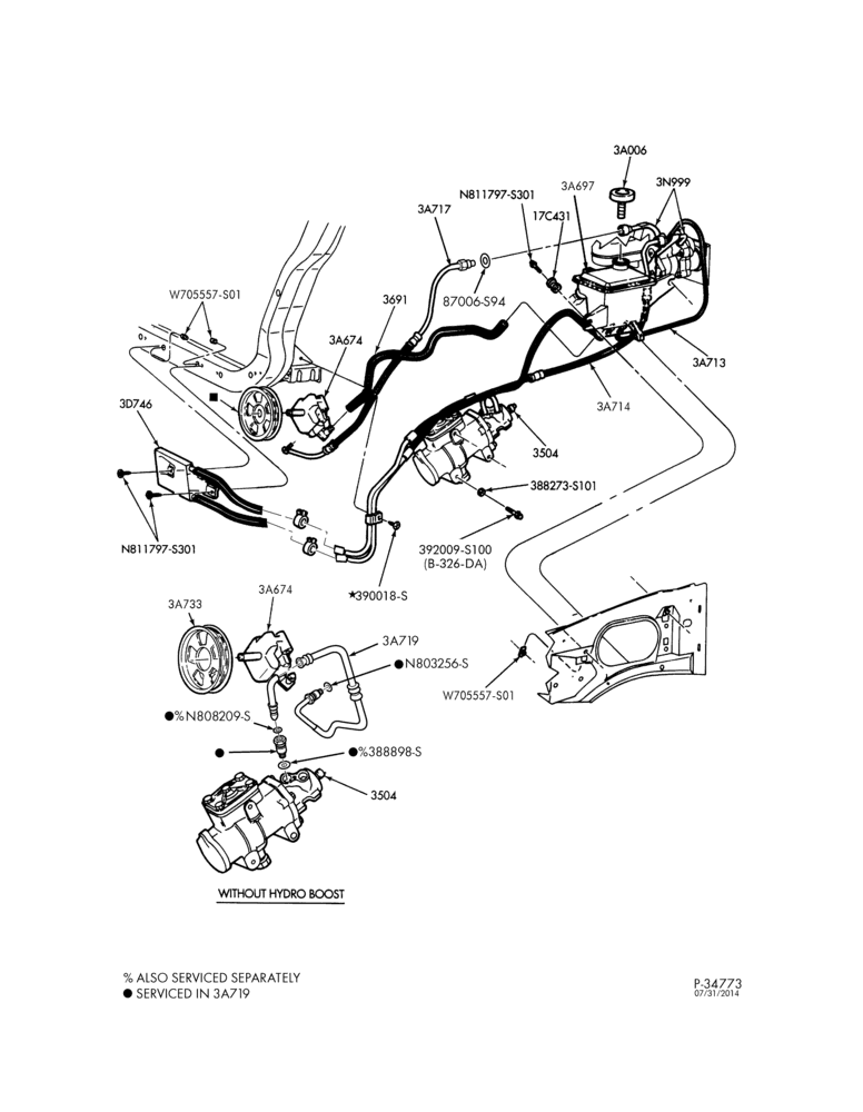 Схема POWER STEERING SYSTEM-Power steering lines - 8 cyl. 5.4L & 10 cyl. 6.8L-L1
