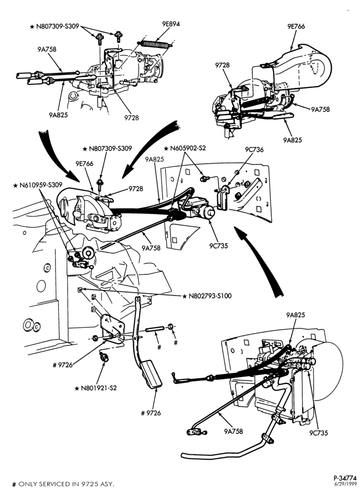 Схема 8 CYL. 5.4L-Accelerator linkage - with fixed pedals