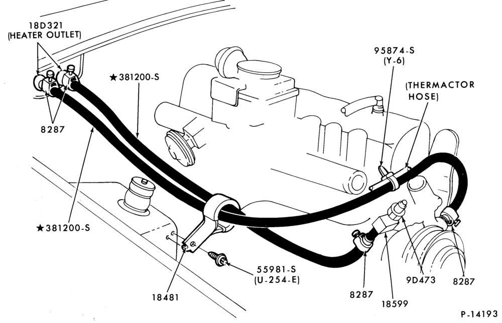 Схема AIR CONDITIONER-Heater and controls - hose installation - 4 cyl.- 6 cyl.
