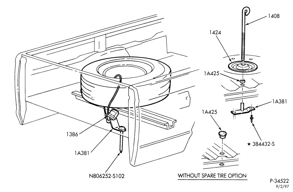 Схема SPARE WHEEL CARRIER-Spare wheel carrier - electric-R