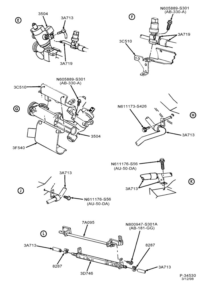 Схема STEERING-Power steering system - Hose & pump - 8 cyl. 3.4L - SHO - Page B