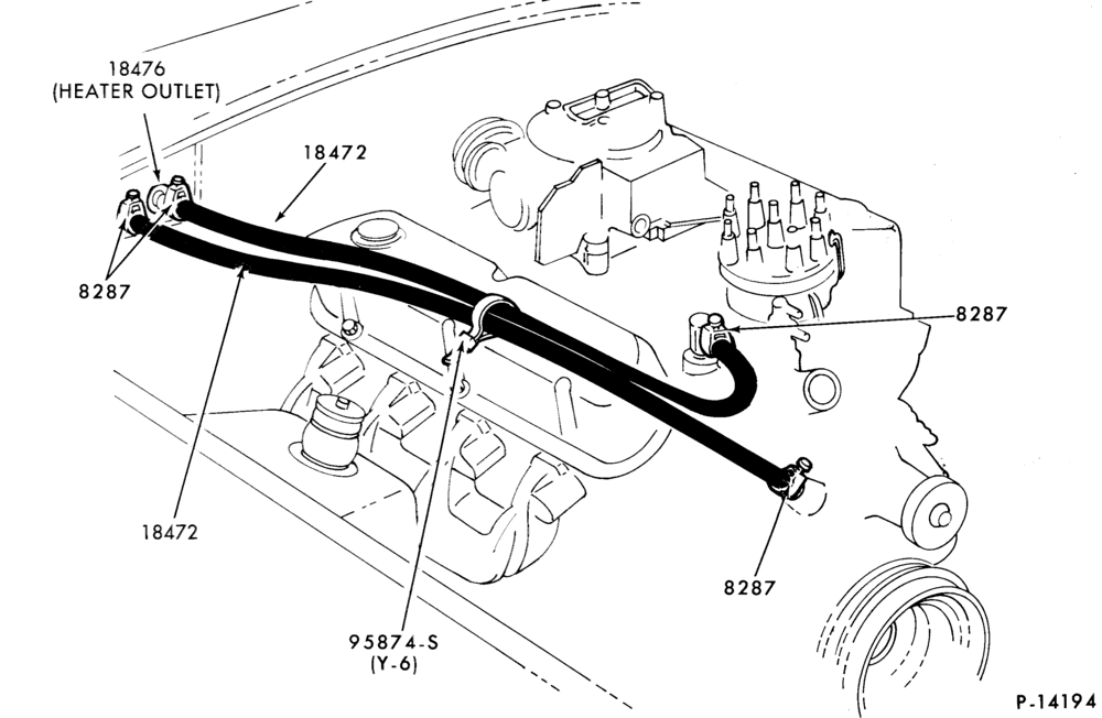 Схема AIR CONDITIONER-Heater and controls - hose installation- 8 cyl.