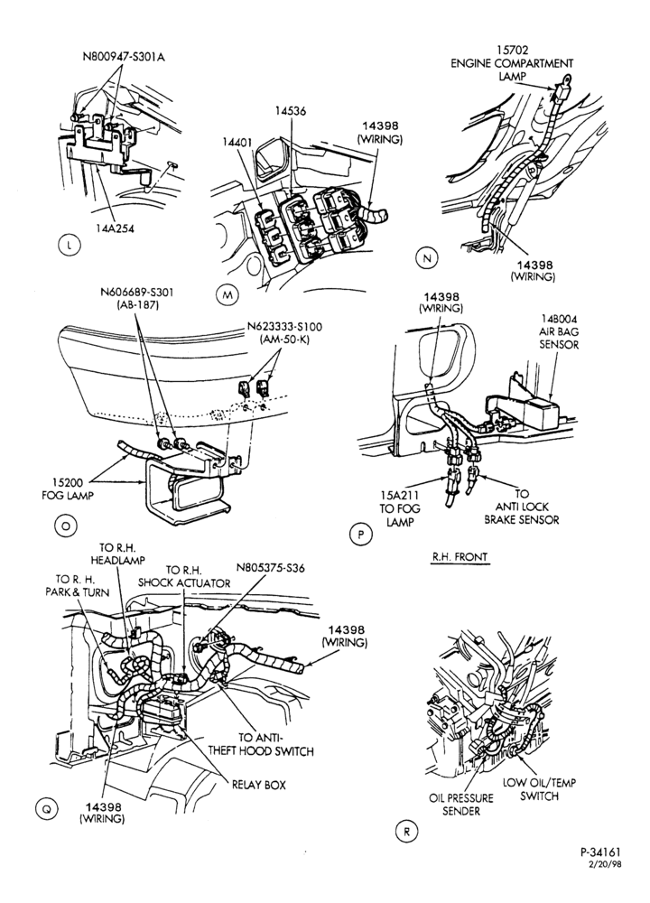 Схема ELECTRICAL SYSTEMS-Wiring system - eng. compt. - Page D-B (RHD Postal)