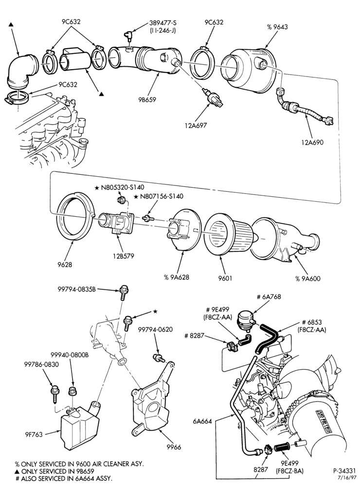 Схема 4 CYL. 2.0L - DOHC - W (ESCORT)-Air cleaner