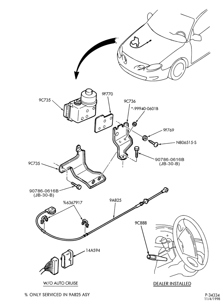 Схема 4 CYL. 2.0L - DOHC - W (ESCORT)-Speed control & related parts