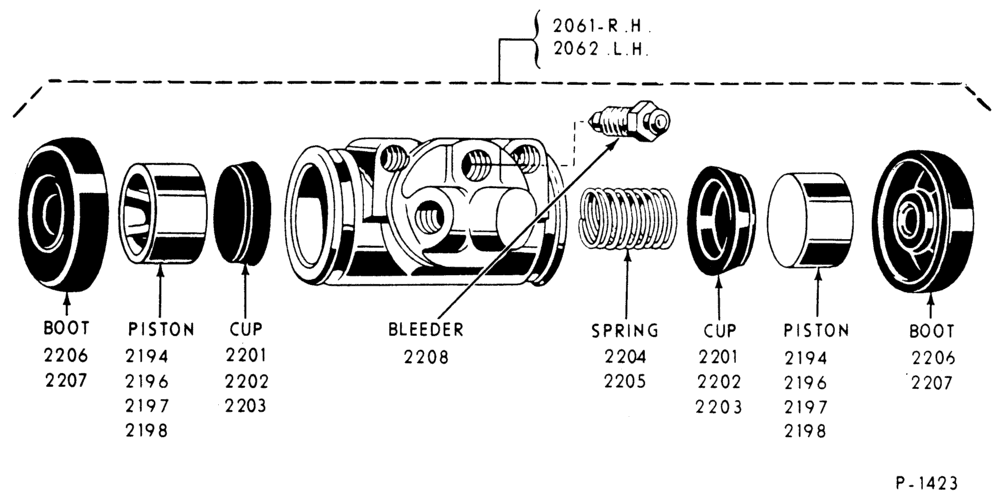 Схема BRAKE WHEEL CYLINDERS-Front brake cylinder-typical-B600/700