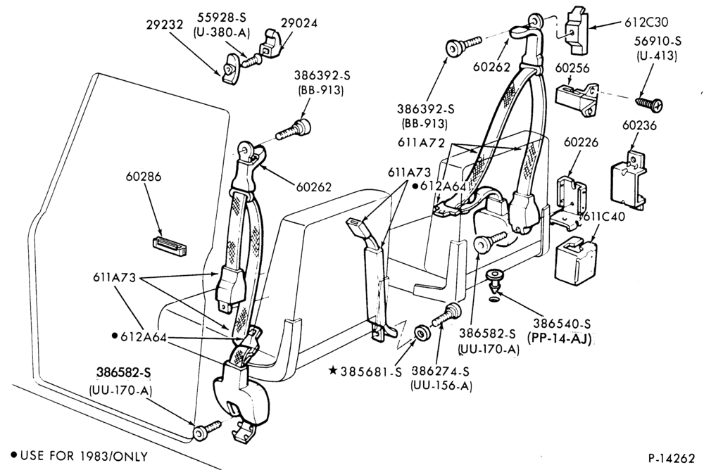 Схема SEAT BELTS-Seat belt installation - driver and passenger-All