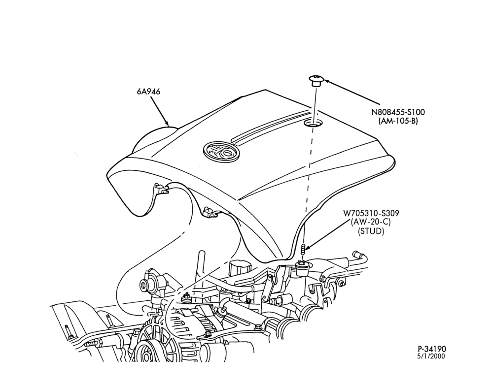 Схема 8 CYL. 4.6L - SOHC-Engine cover, shield