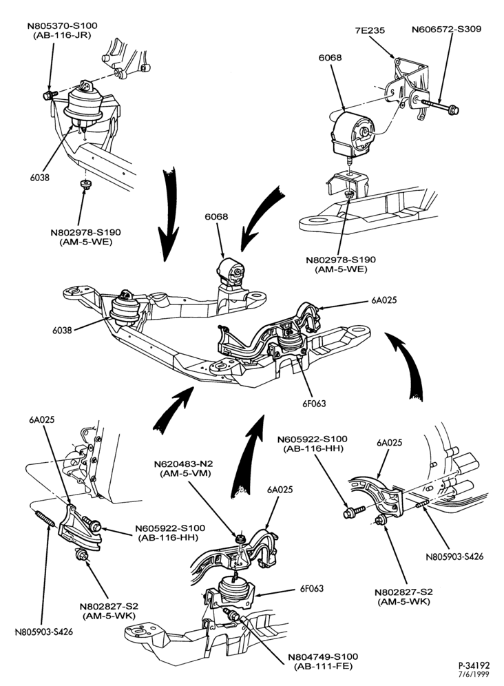 Схема 6 CYL. 3.0L - DOHC-Engine supports