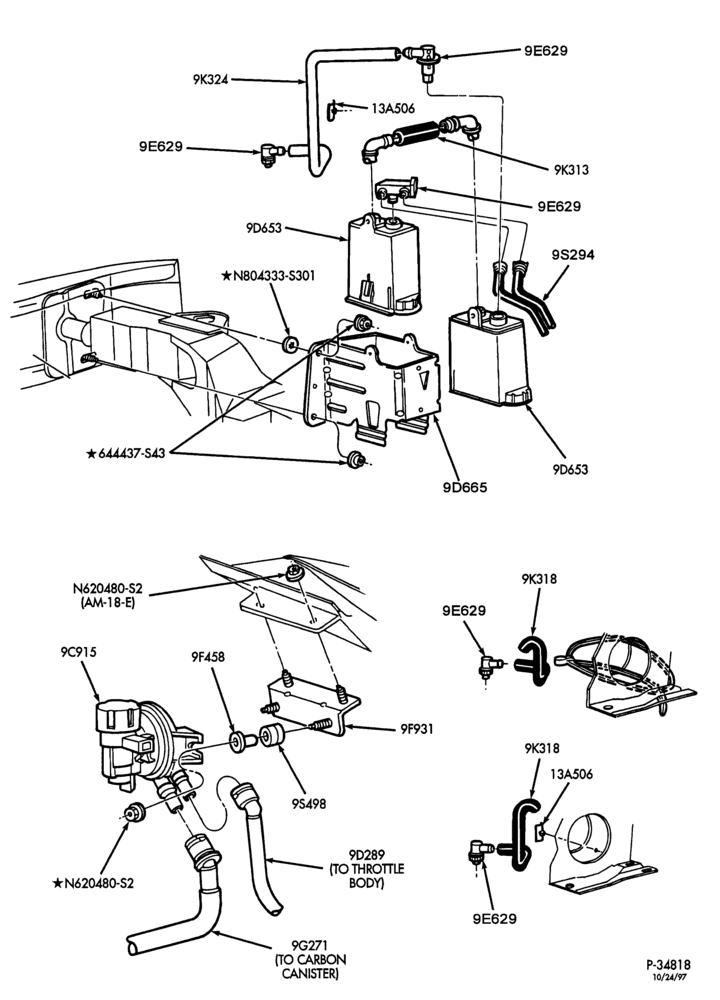 Схема Воздушная заслонка, ACCELERATOR AND SPEED CONTROL-Fuel vapor canister and related parts