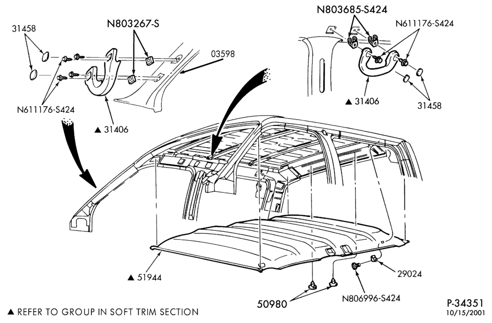 Схема SOFT, INTERIOR TRIM-Interior trim - roof trim - Crew Cab-F250SD/550SD