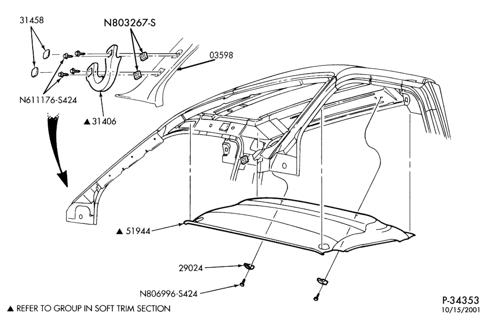 Схема SOFT, INTERIOR TRIM-Interior trim - roof trim - Regular Cab-F250SD/550SD