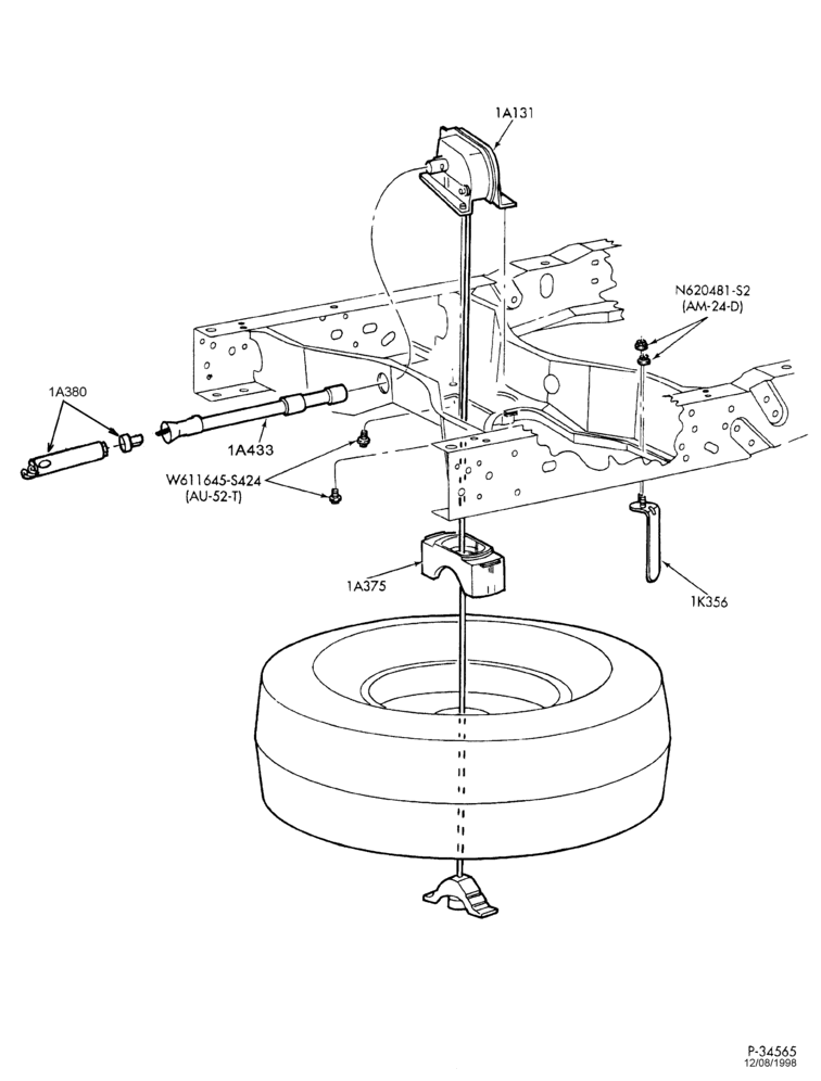 Схема SPARE WHEEL CARRIERS-Spare wheel stowage - winch system-F250SD/550SD