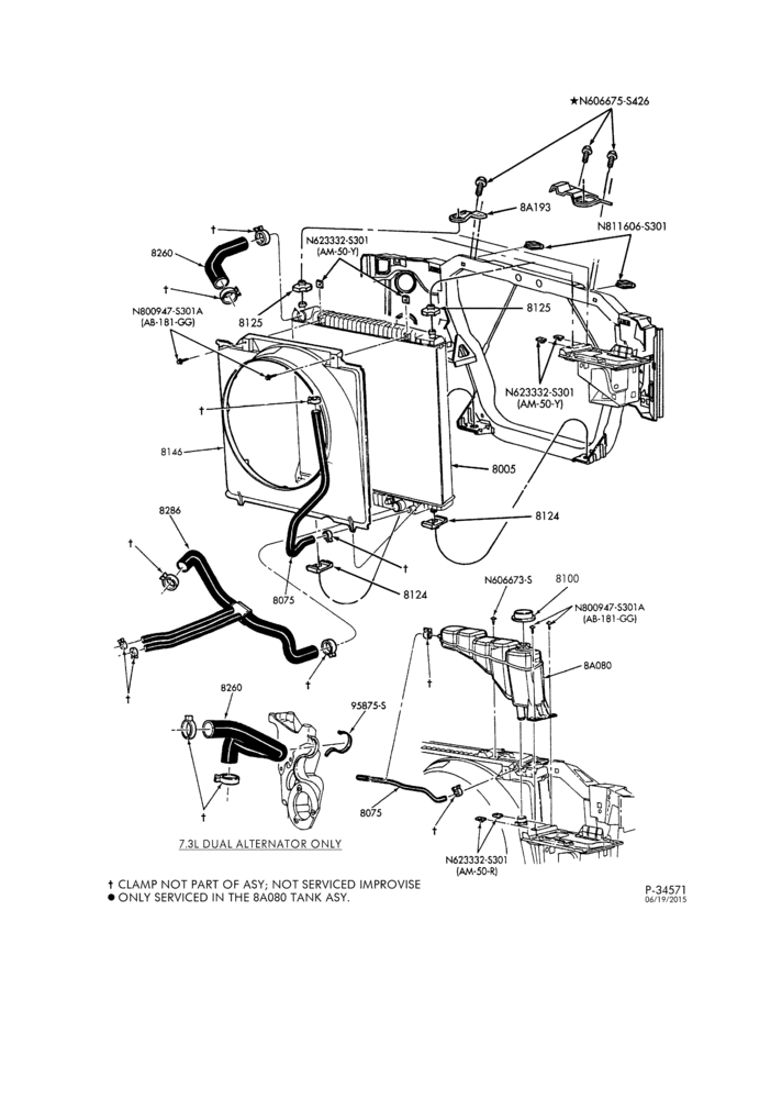 Схема Радиатор, GRILL AND COOLING-Cooling system & related parts - 8 cyl. 5.4L, 7.3L & 10 cyl. 6.8L-L1