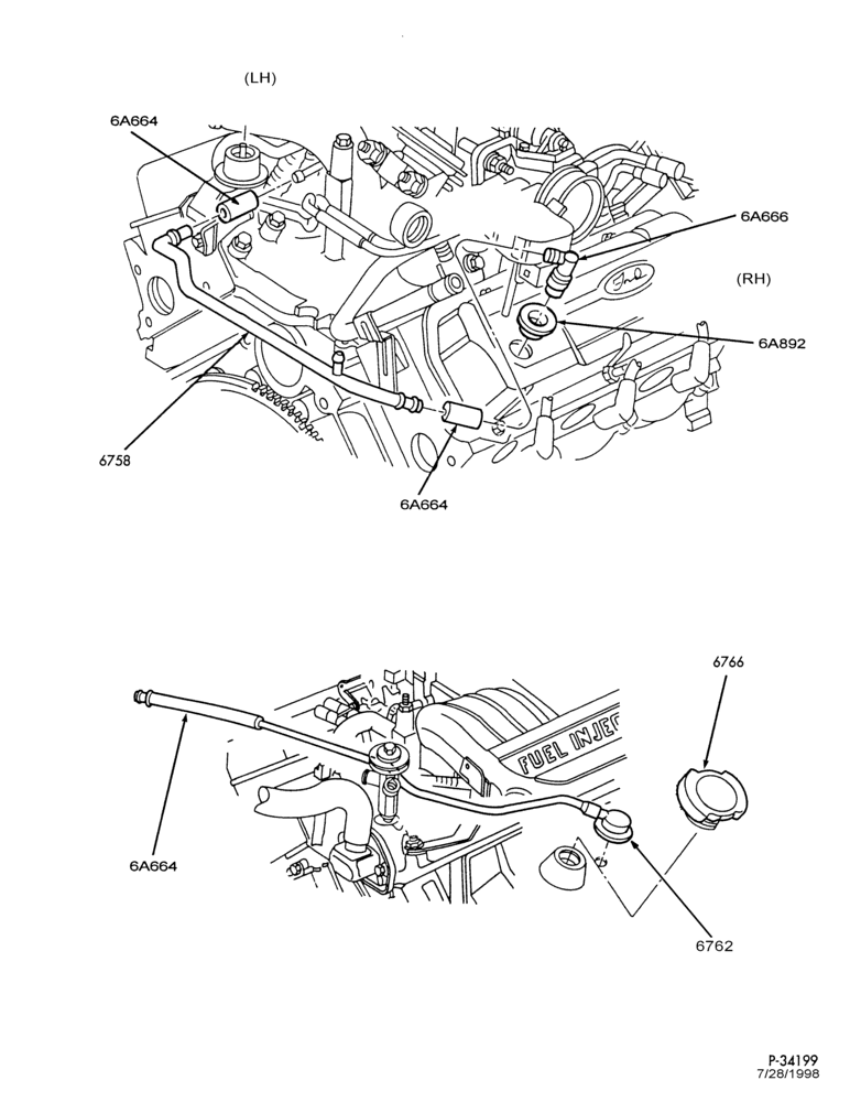 Схема 6 CYL. 3.8L - EXC. S/C-Crankcase ventilation system - emission reduction