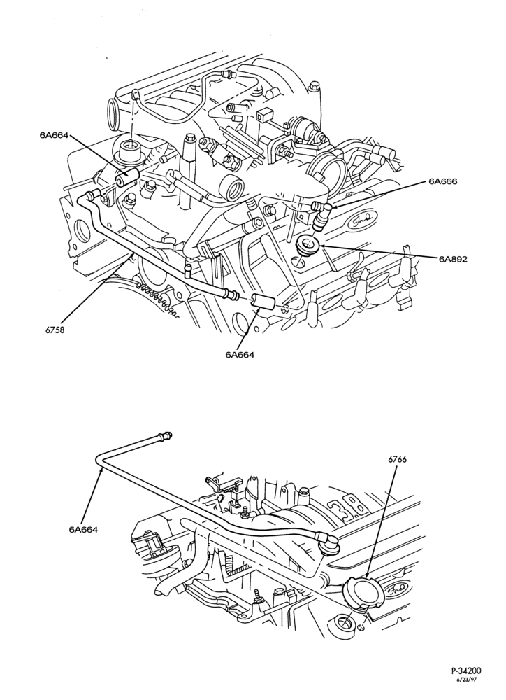 Схема ENGINE-Crankcase ventilation system - emission reduction
