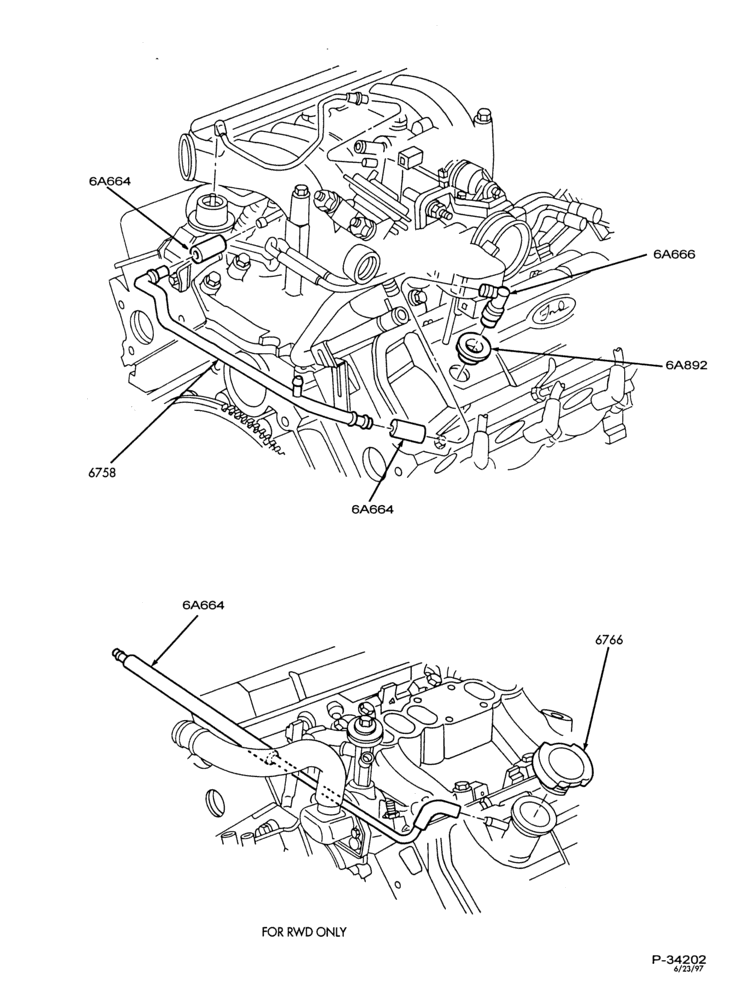 Схема 6 CYL. 3.8L - EXC. S/C-Crankcase ventilation system - emission reduction