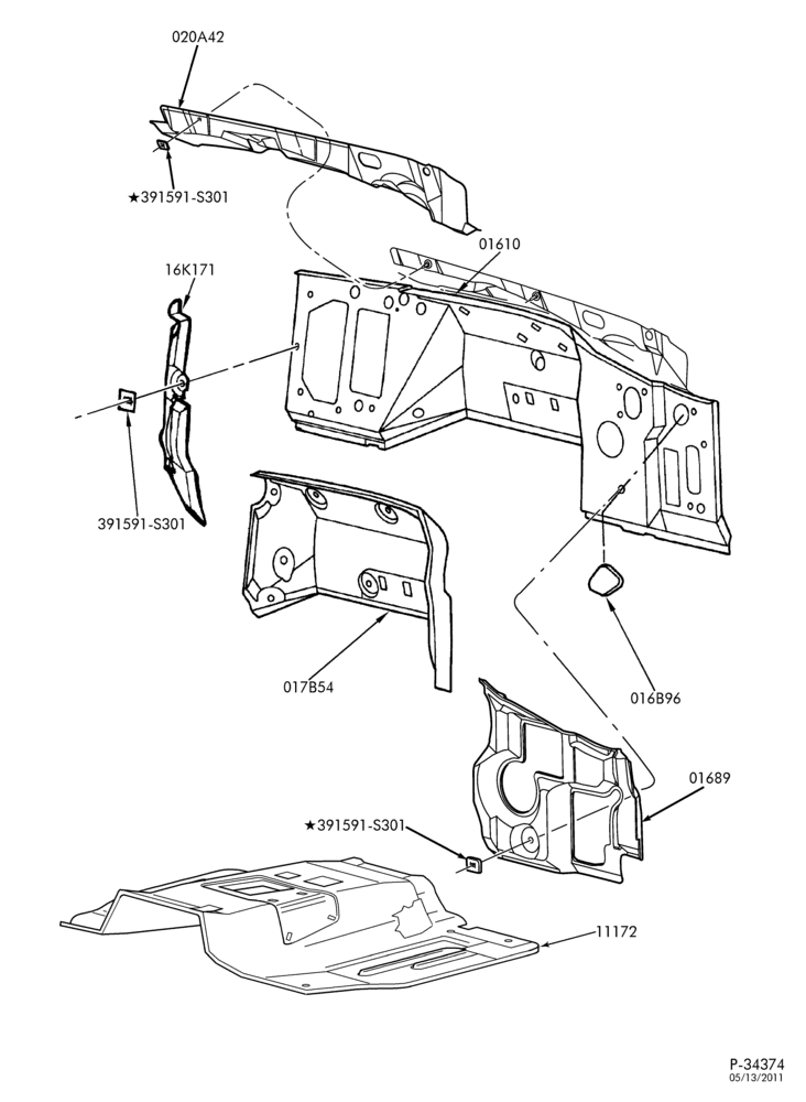 Схема SOFT, INTERIOR TRIM-Dash insulator - engine compartment - diesel-F250SD/550SD