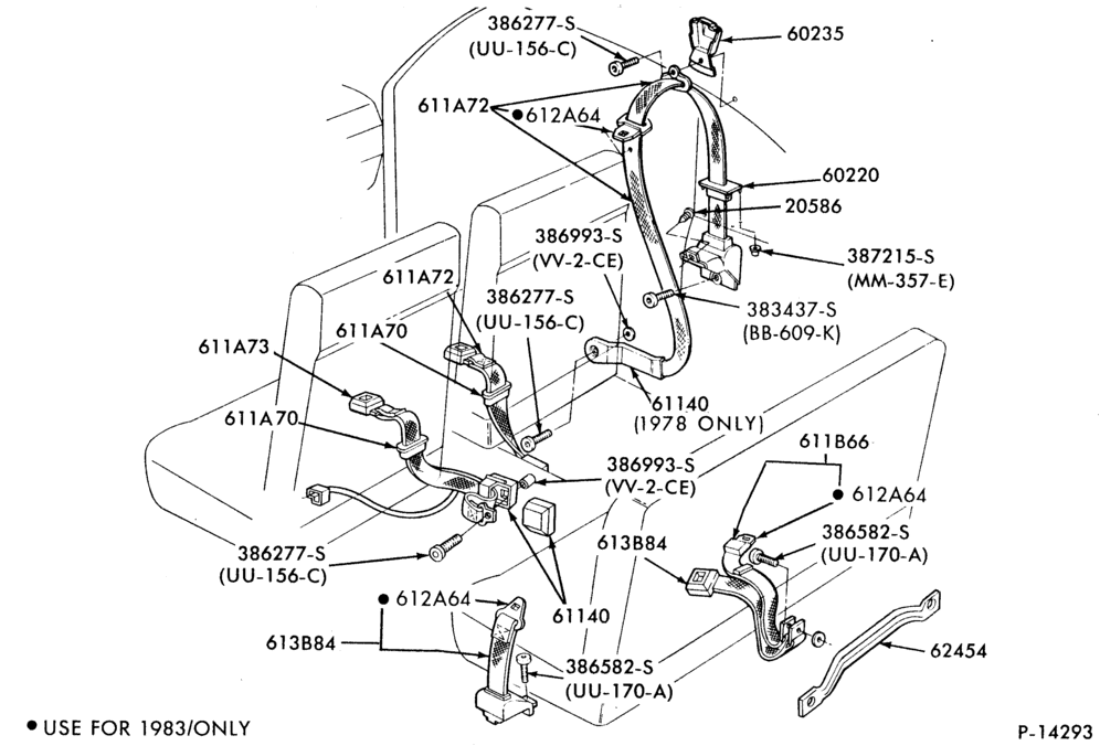 Схема SEATS AND SEAT BELTS-Seat belt and shoulder harness installation - continuous loop