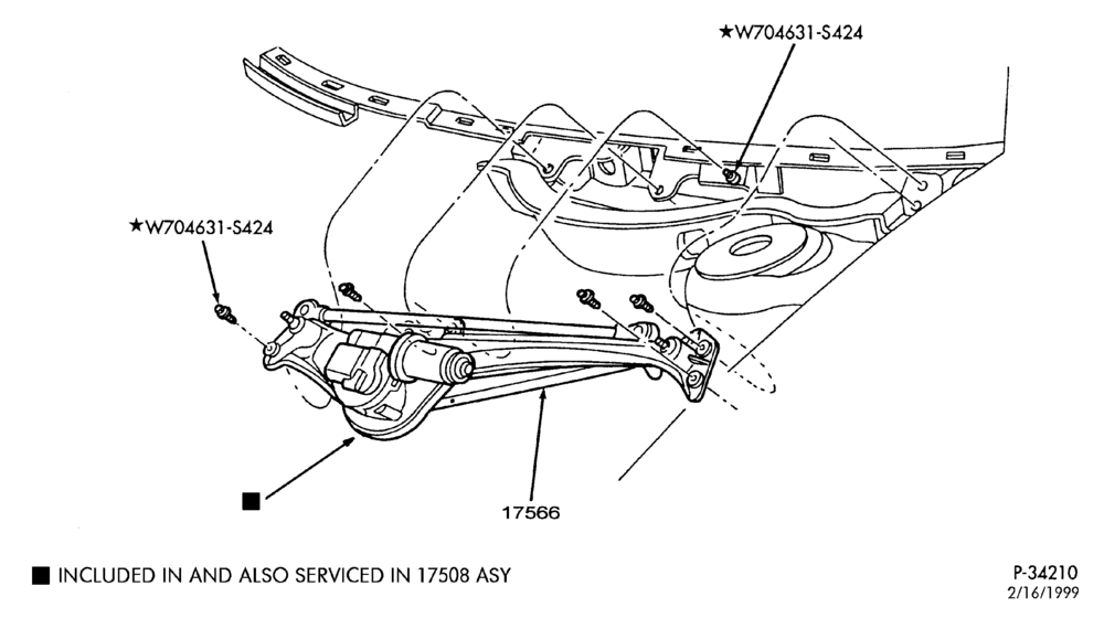 Схема SPEEDOMETER, BUMPERS, MIRRORS AND WIPERS-Windshield - wiper motor