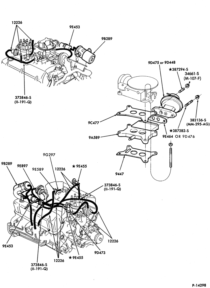Схема 8 CYL. 5.8L (351 C.I.D.)-M-GAS-E150/350-exc. Calif.