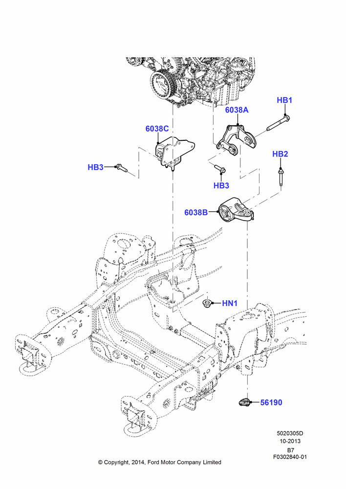 Схема Опоры двигателя, 3.5L V6 GTDI; 02.02.2015–30.06.2017