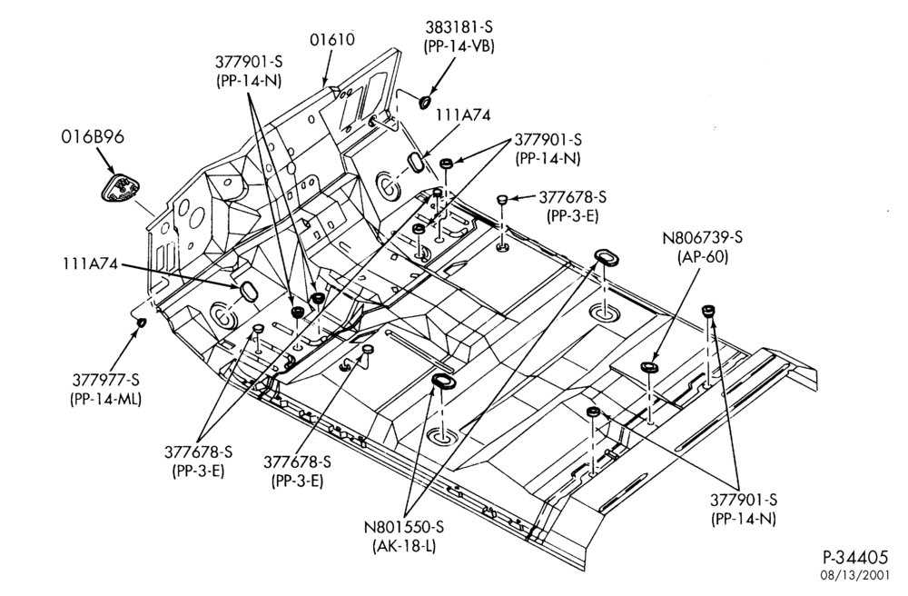 Схема SHEET METAL-Plug buttons - floor pan - Crew Cab-F250SD/550SD