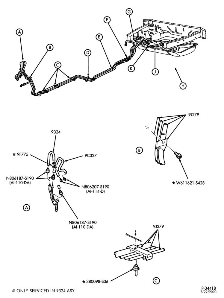 Схема 8 CYL. 4.6L-Fuel system - line installation - DOHC - Calif. emis. - Page A
