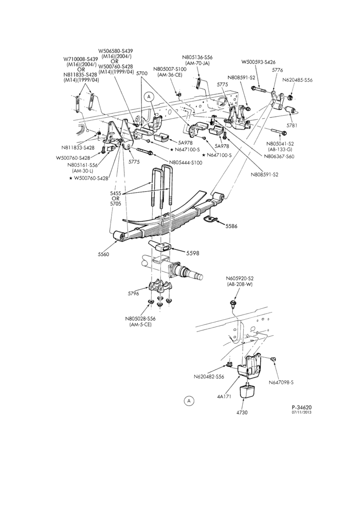 Схема EXHAUST-Rear suspension - with auxiliary spring-F450SD/550SD