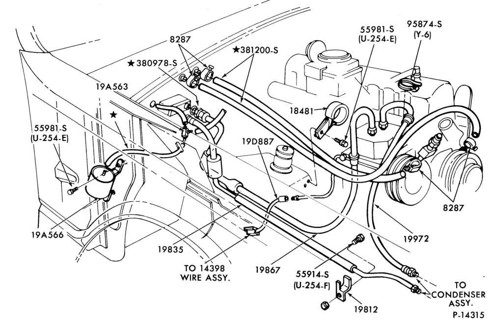 Схема AIR CONDITIONER-Engine Compartment - integral- 6 cyl.