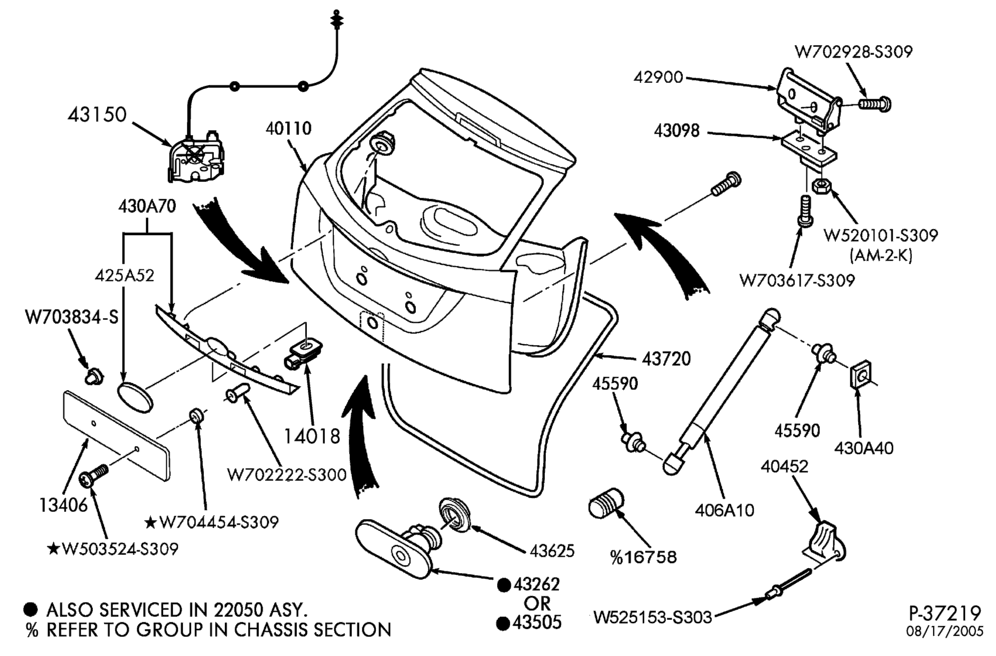 Схема LIFT/TAILGATE, LUGGAGE & BACK WINDOW-Liftgate & related parts - B/T 74