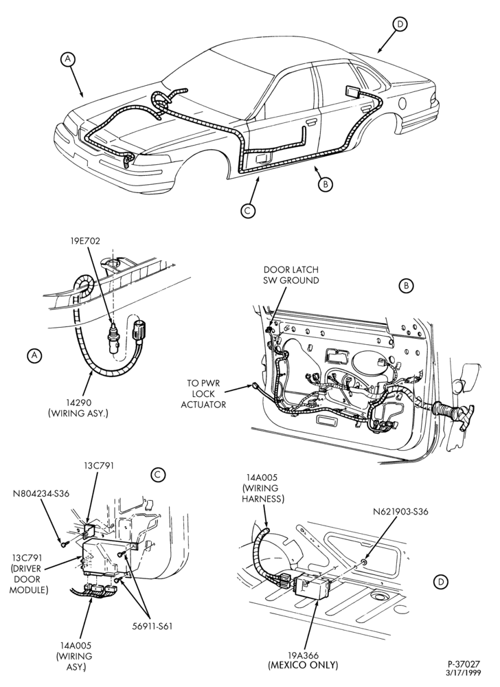 Схема Стартер, IGNITION AND HEADLAMP SWITCHES-Anti-theft alarm, wiring & related parts
