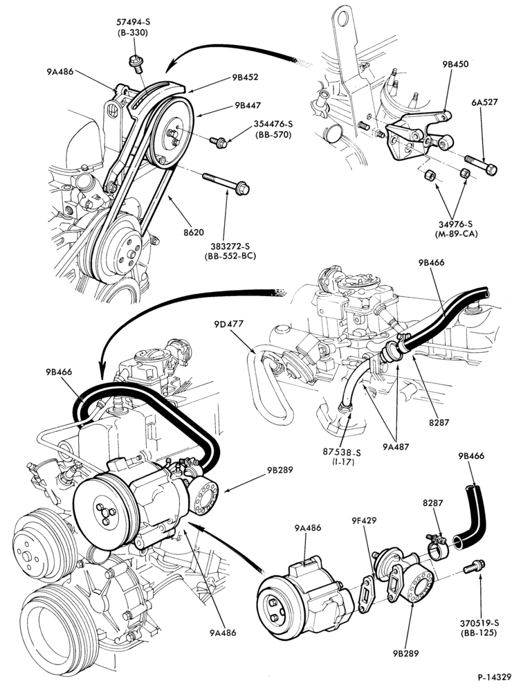 Схема 6 CYL. 4.1L (250 C.I.D.)-Thermactor emission (T/E)- exc. Calif.-without A/C-with A/T