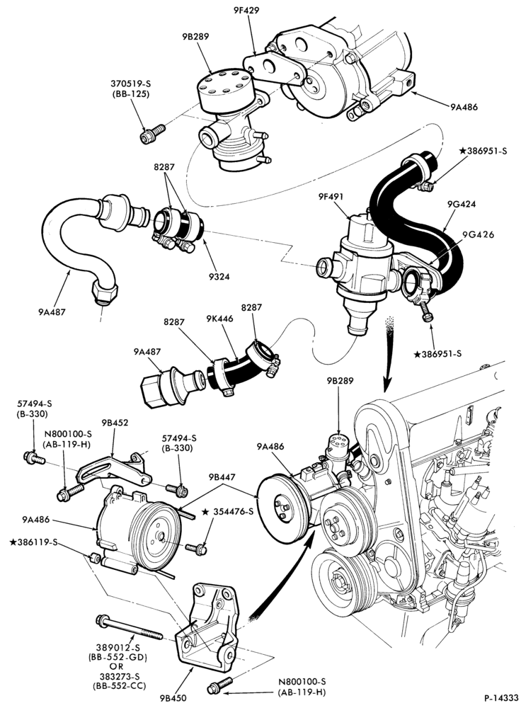 Схема 4 CYL. 2.3L (140 C.I.D.) - EXC. TC (TURBO)-Thermactor emission (T/E)- w/A/C-Calif.