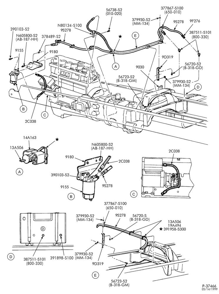 Схема 6 CYL. 5.9L CUMMINS ISB-Fuel lines - tank to engine - w/single tank