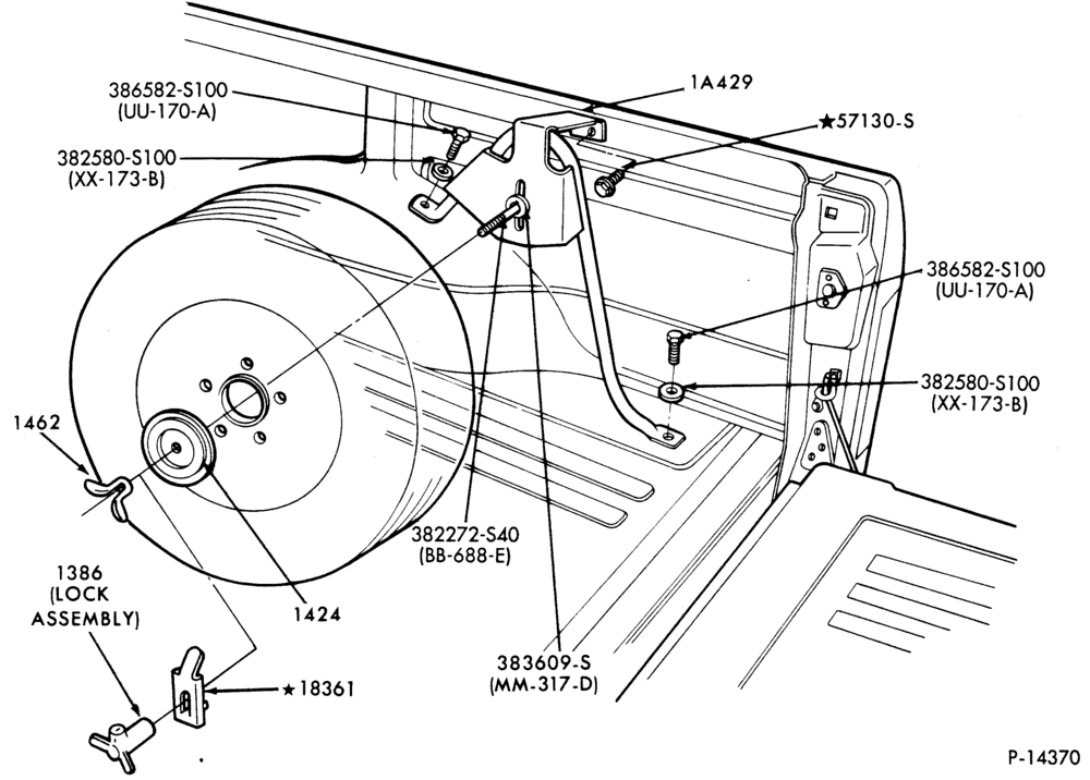 Схема WHEELS-Spare wheel carrier - inside mounted-U150