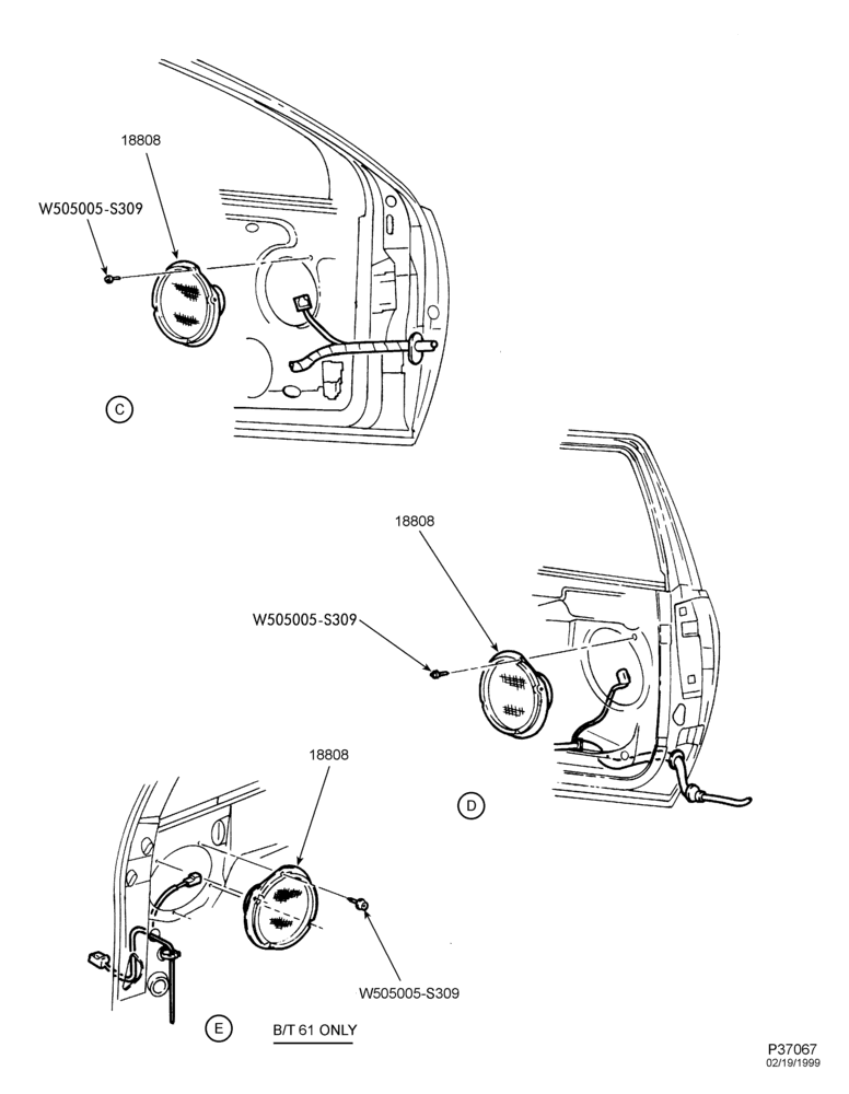 Схема Аудиосистема, ANTENNAS AND SPEAKERS-AM/FM radio, cassette player, compact disc player, antenna, speakers & wiring - Page B