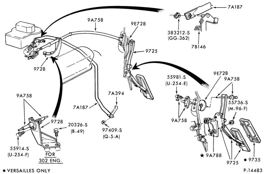 Схема 8 CYL. 5.0L (302 C.I.D.)-Accelerator linkage