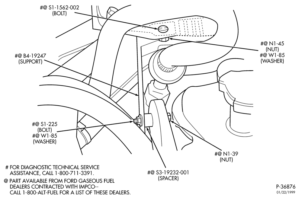 Схема 6 CYL. 4.9L GAS/LPG-BI-FUEL (IMPCO)-Fuel charging system - regulator bracket support