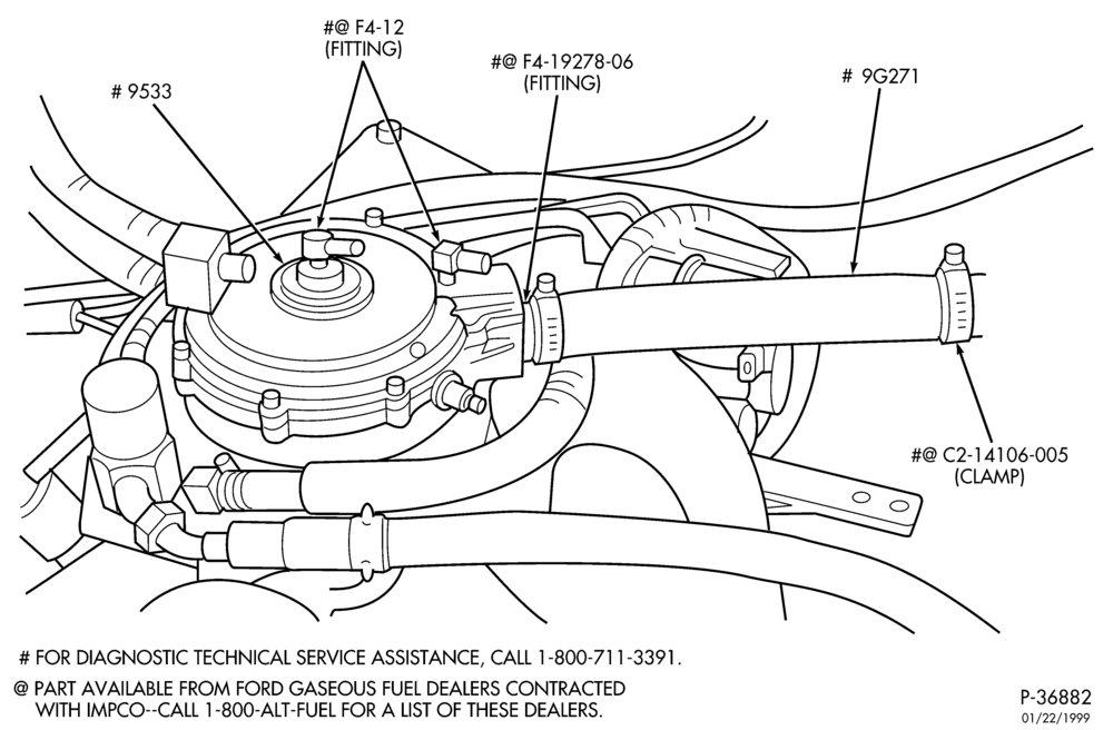 Схема 6 CYL. 4.9L GAS/LPG-BI-FUEL (IMPCO)-Fuel charging system - engine fuel vapor hose