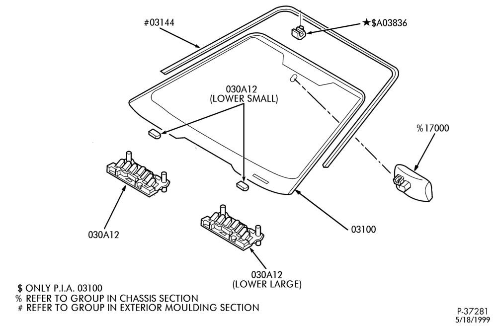 Схема INSTRUMENT PANEL AND FLOOR-Windshield & related parts