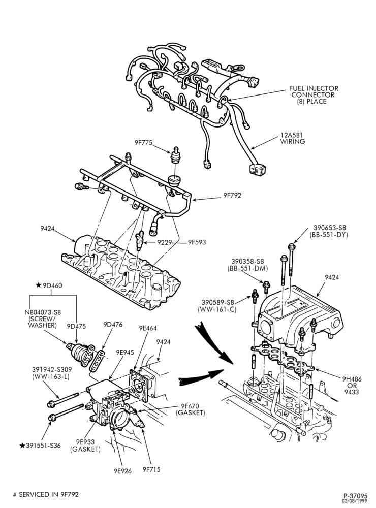 Схема 8 CYL. 5.0L - GAS-Fuel injection manifold, injectors, wiring & related parts
