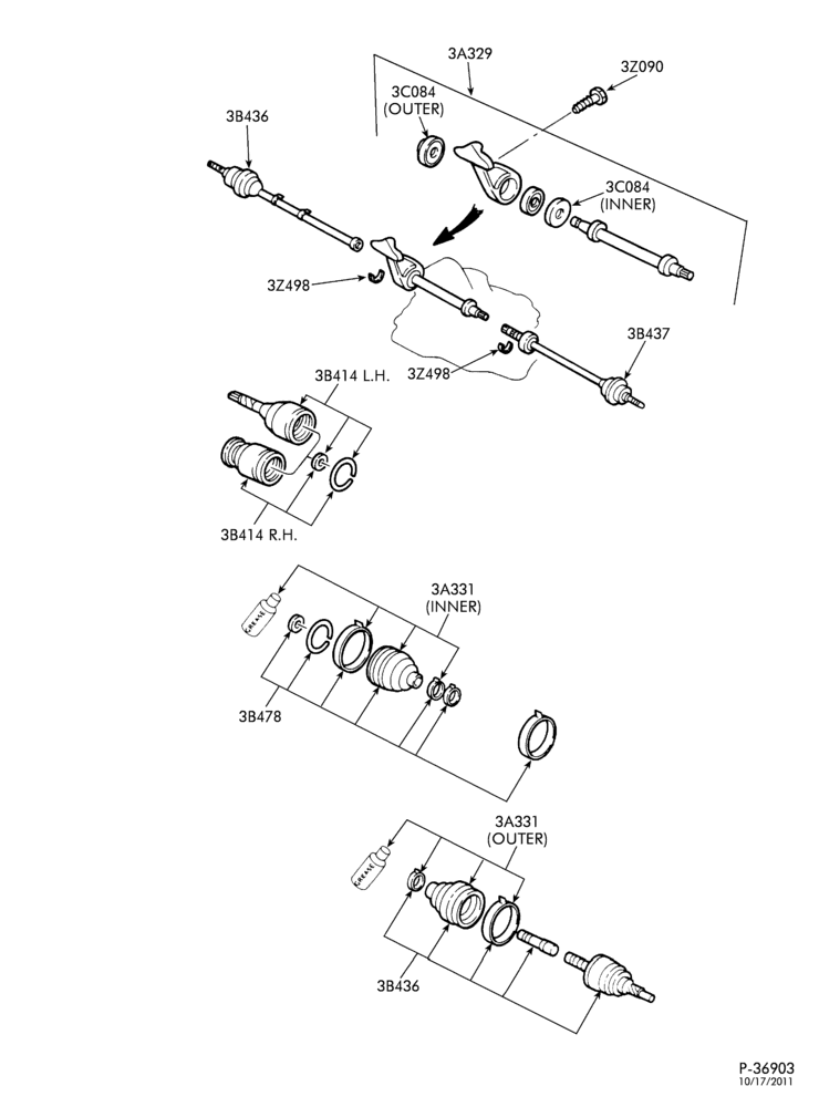 Схема FRONT SUSPENSION-Front driveshaft - M/T - M/T 63