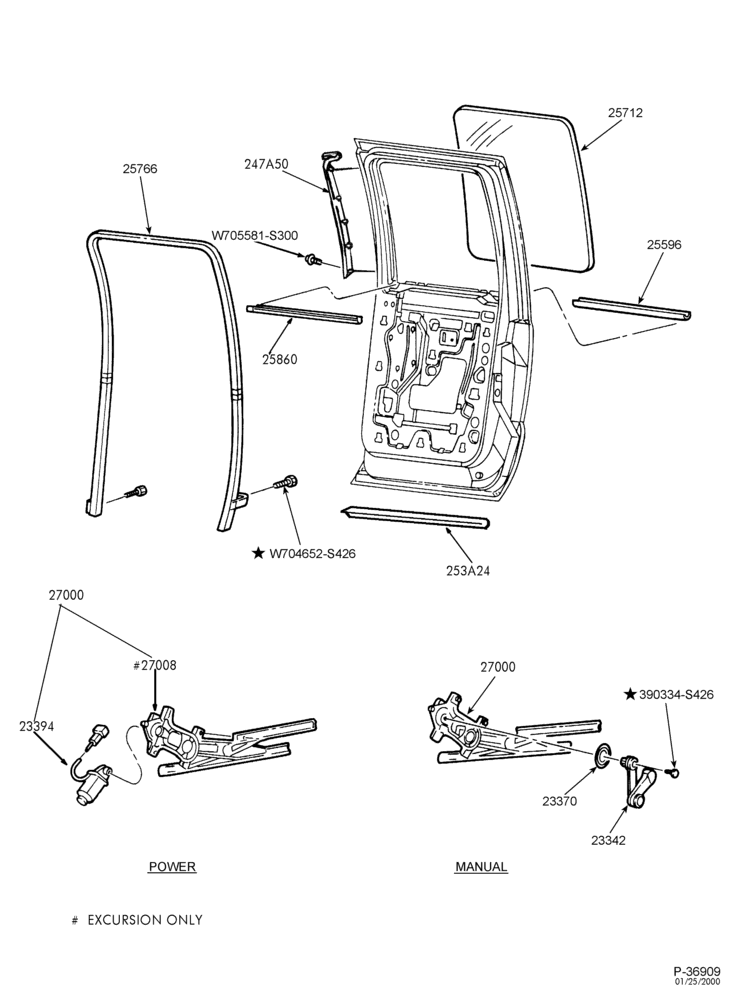 Схема BODY SIDES AND QUARTER-Rear door window parts-L1